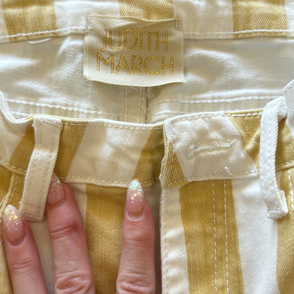 Judith March Yellow and White Striped Flare Pants - Picture 4 of 10